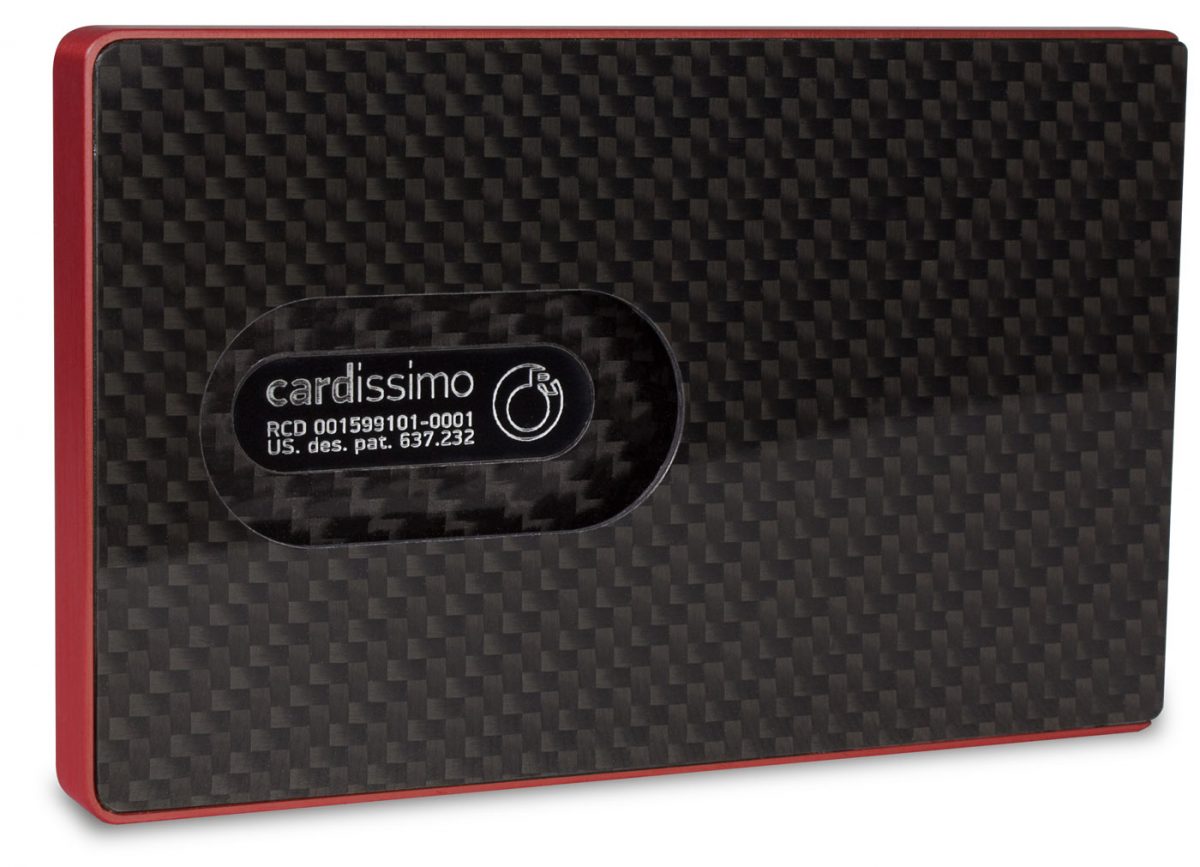 Cardissimo Carbon Fibre Card Case red